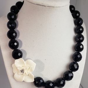 Signed Nolan Miller Bead & Floral CZ Necklace